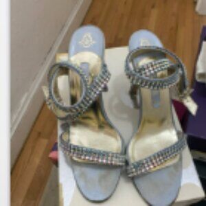 Gina open toe blue strappy heel sandals size UK 6